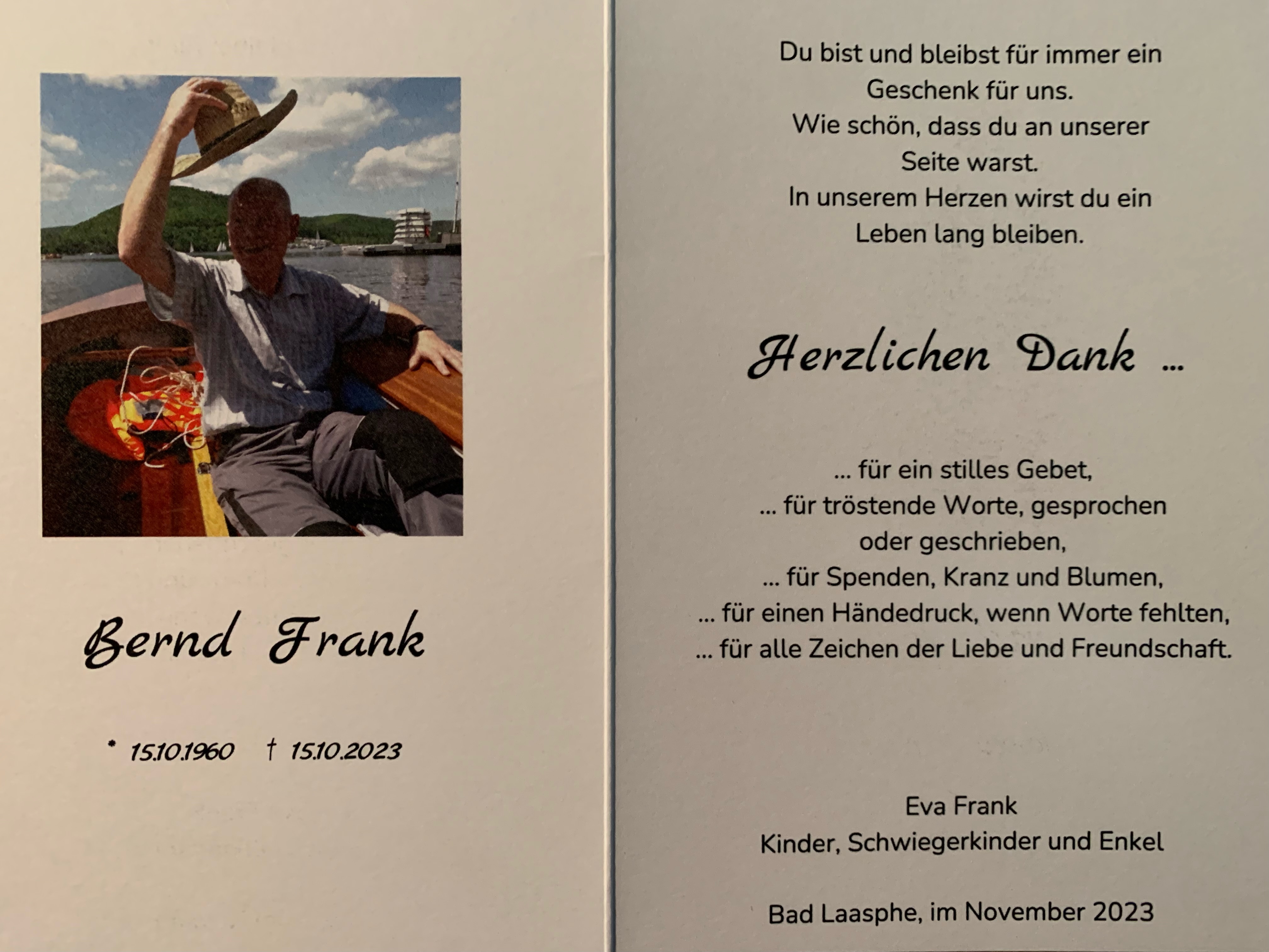Trauerkarte Bernd Frank 1